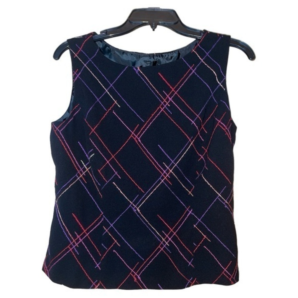 Gianni Vintage Sleeveless Blouse Lined Embroidered Side Zip‎ Size 12 Made in USA